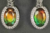 Flashy Ammolite Earrings with White Topaz Accent Stones #271755-1